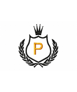 Free Royal Crest Letter P Embroidery Design 4x4