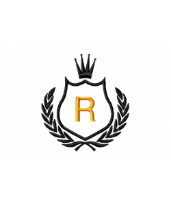 Free Royal Crest Letter R Embroidery Design 4x4