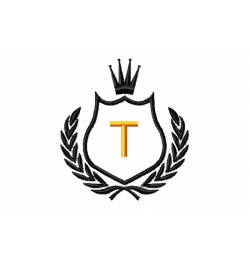 Free Royal Crest Letter T Embroidery Design 4x4