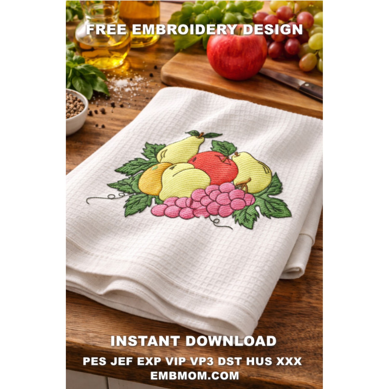 Cute Fruits Embroidery Design 5x7