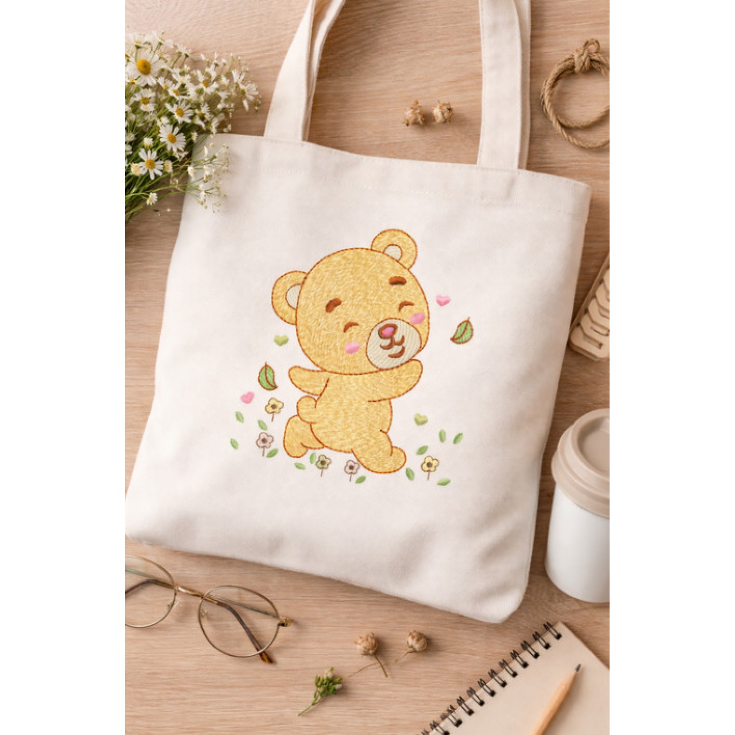 Cute Garden bear Embroidery Design