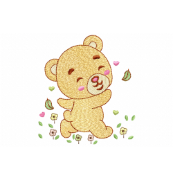Garden bear Embroidery Design