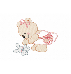 Girl bear Embroidery Design