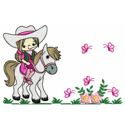 Girl on a horse Embroidery Design