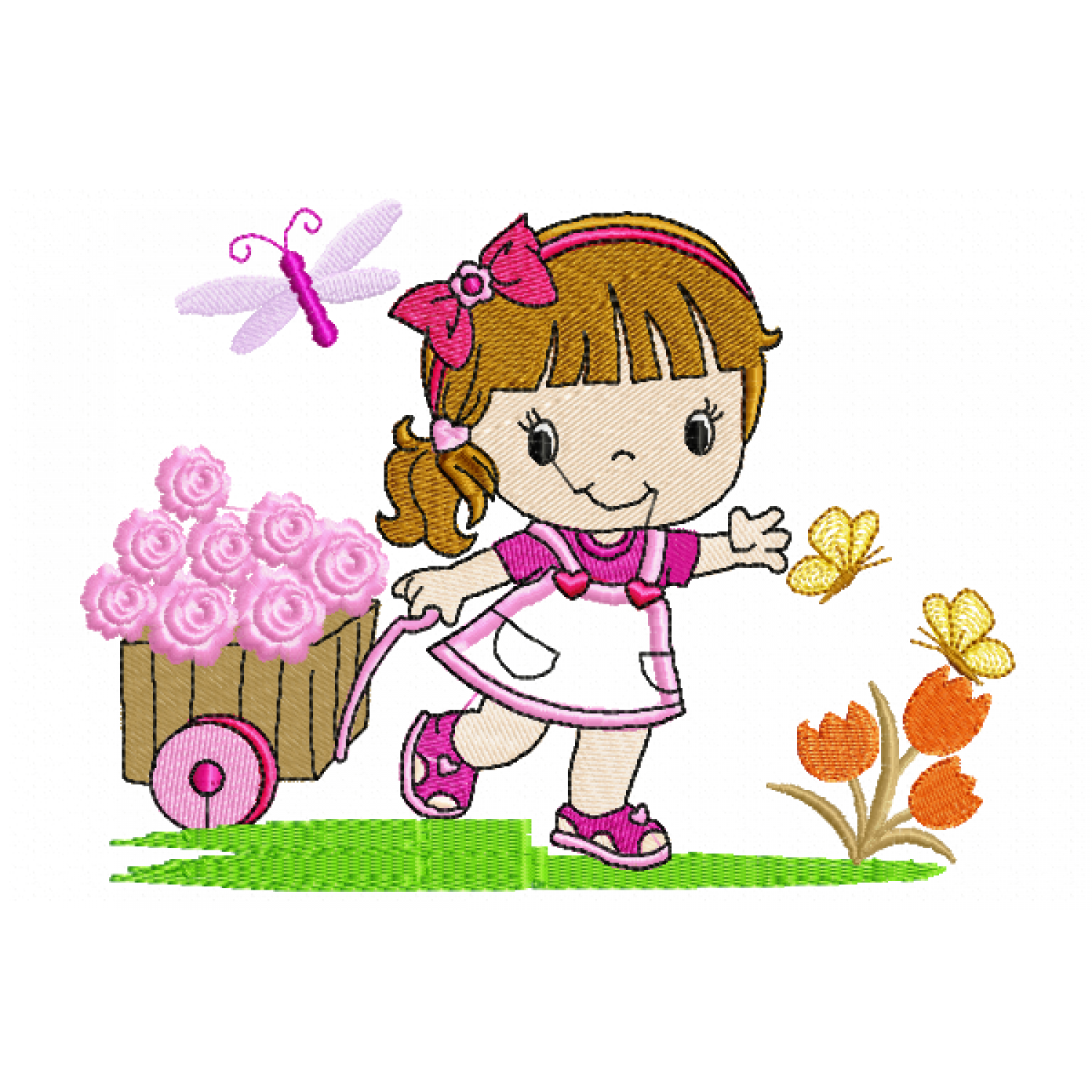 Girl Roses Embroidery Design