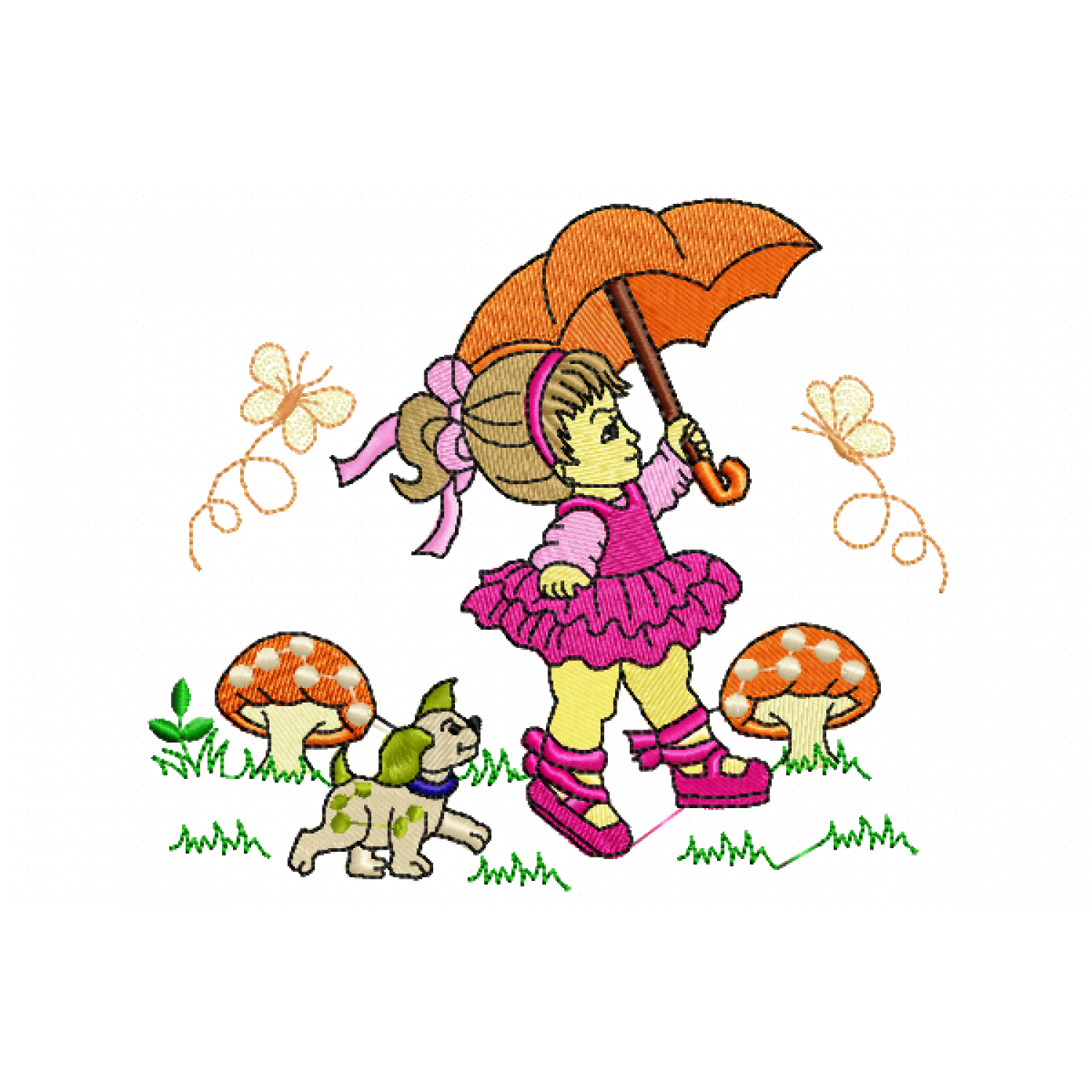 Free Girl with umbrella Embroidery Design 5x7 Pes