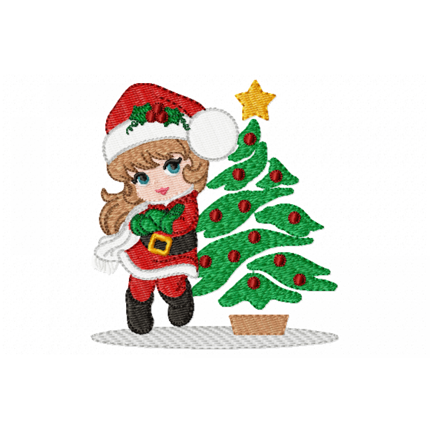 Girl Santa Claus Embroidery Design