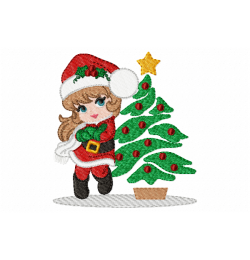 Girl Santa Claus Embroidery Design