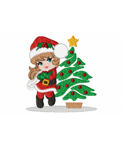 Girl Santa Claus Embroidery Design Girl Santa Claus Embroidery Design