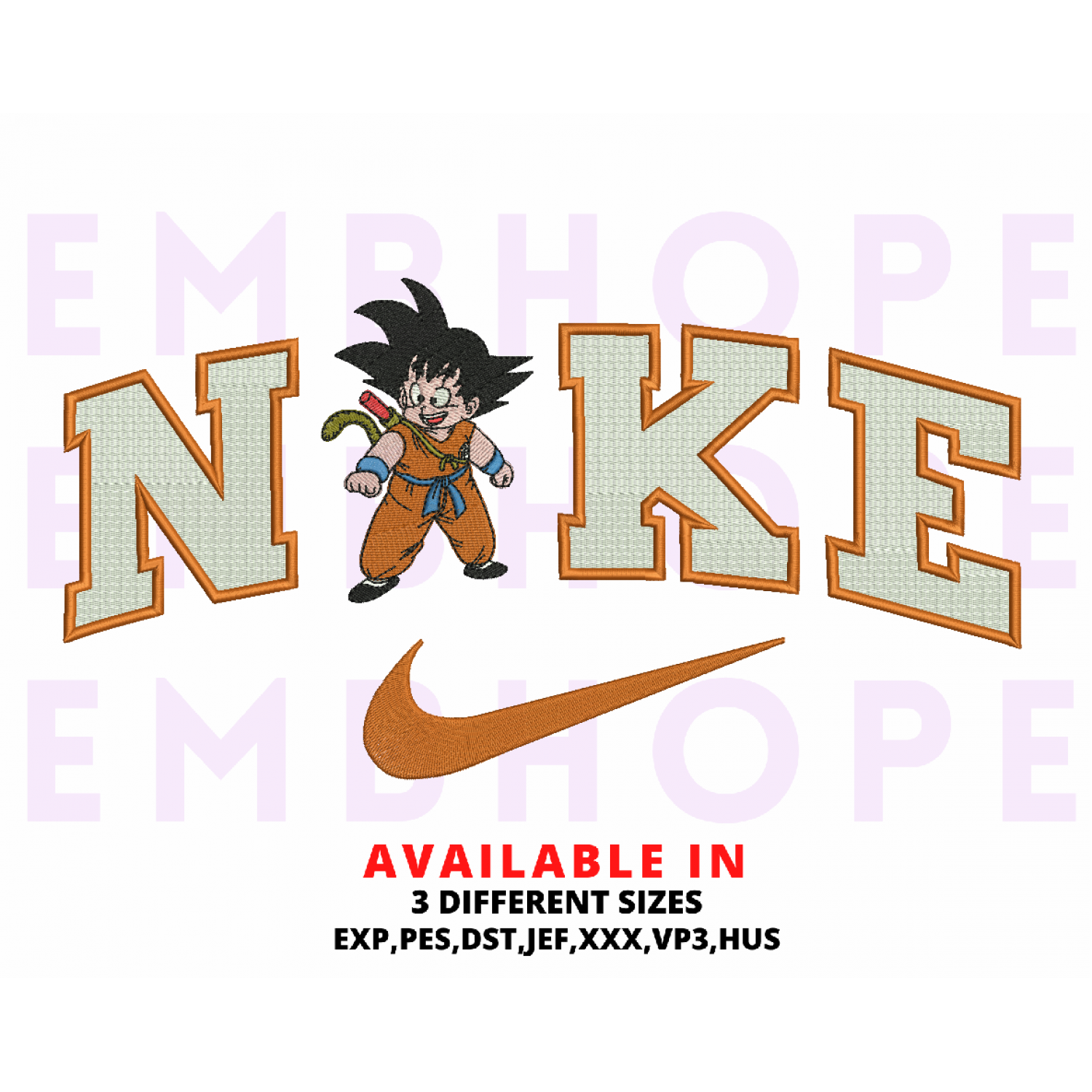 Goku Dragonball Embroidery Design 3 Sizes