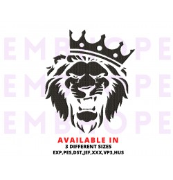 Grinning Lion In The Crown Embroidery Design 3 Sizes