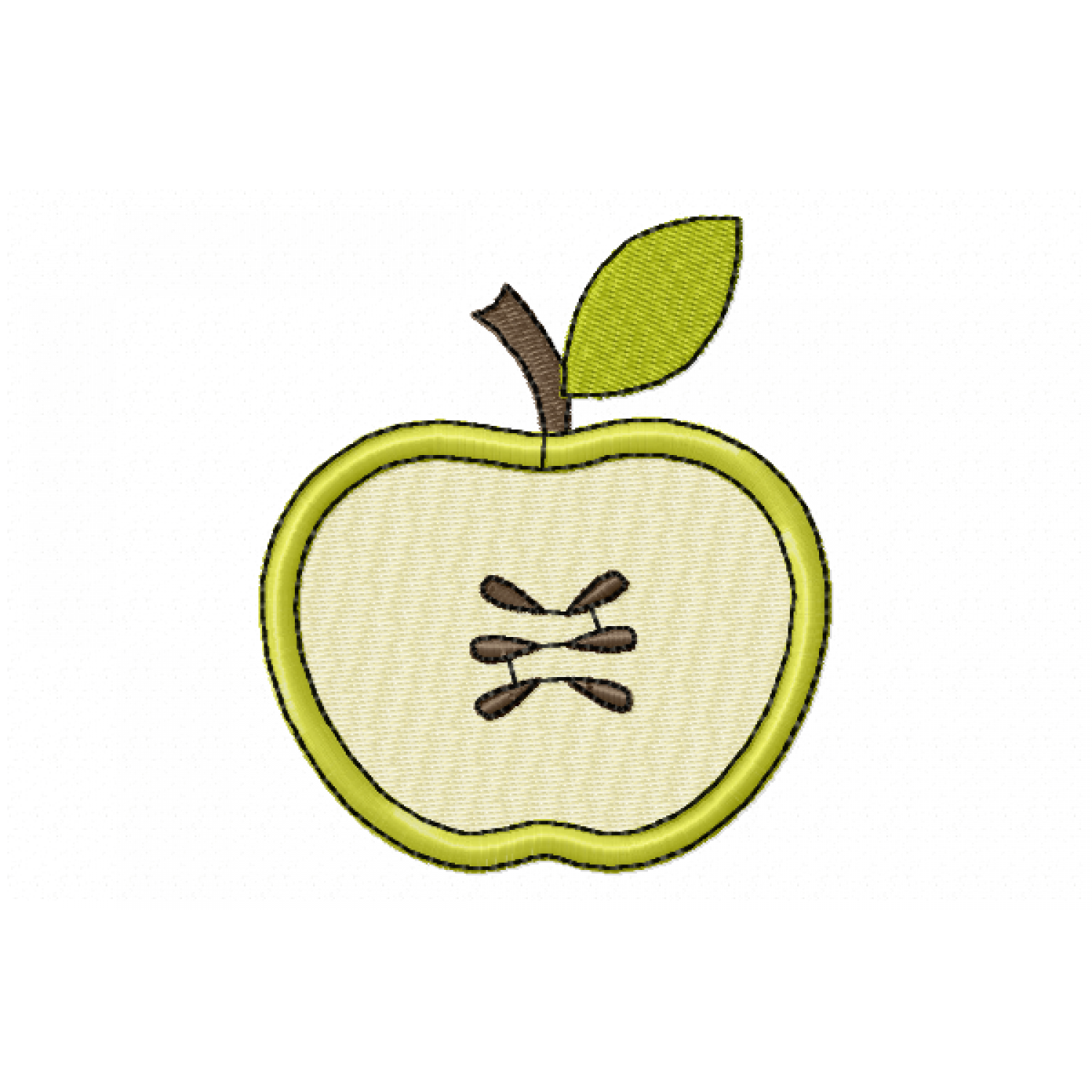 Half Apple Embroidery Design