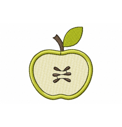 Half Apple Embroidery Design