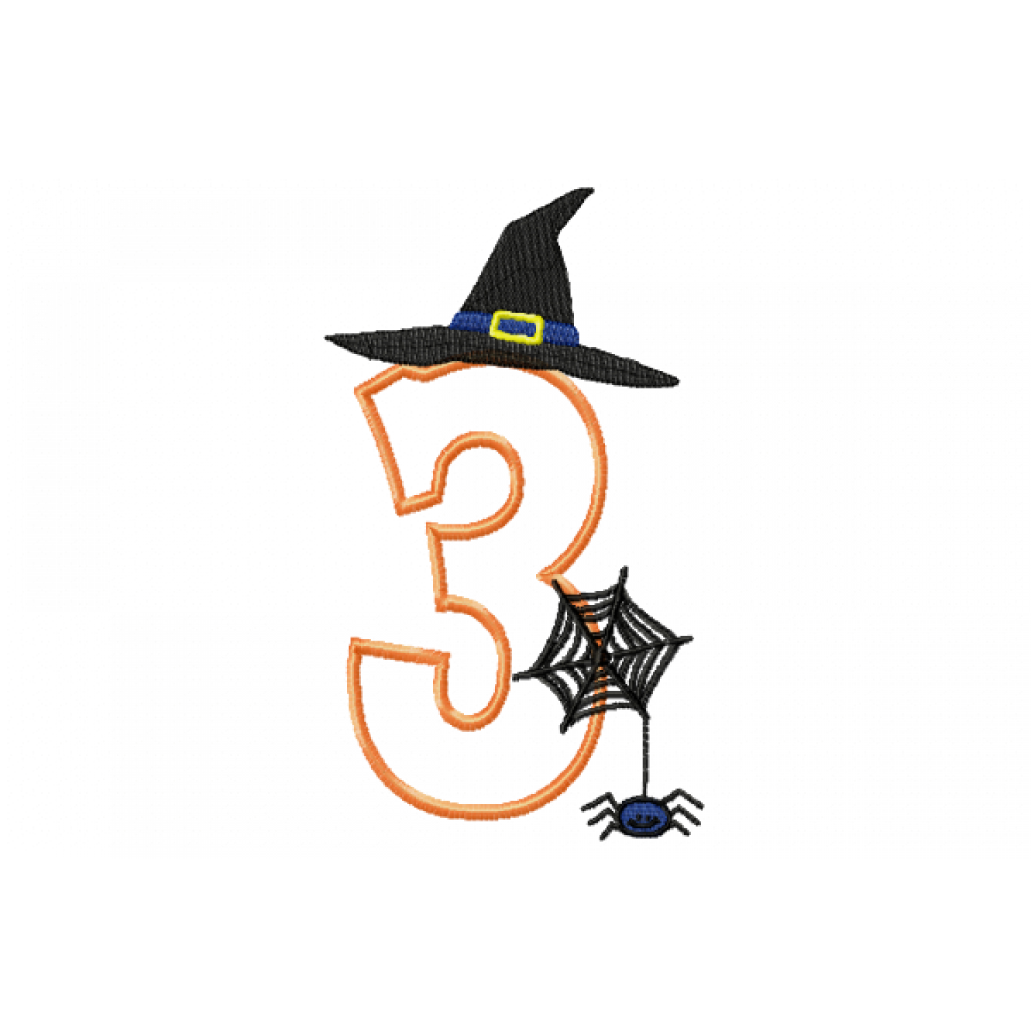 Halloween Witch Hat Number 3 Birthday Embroidery Design