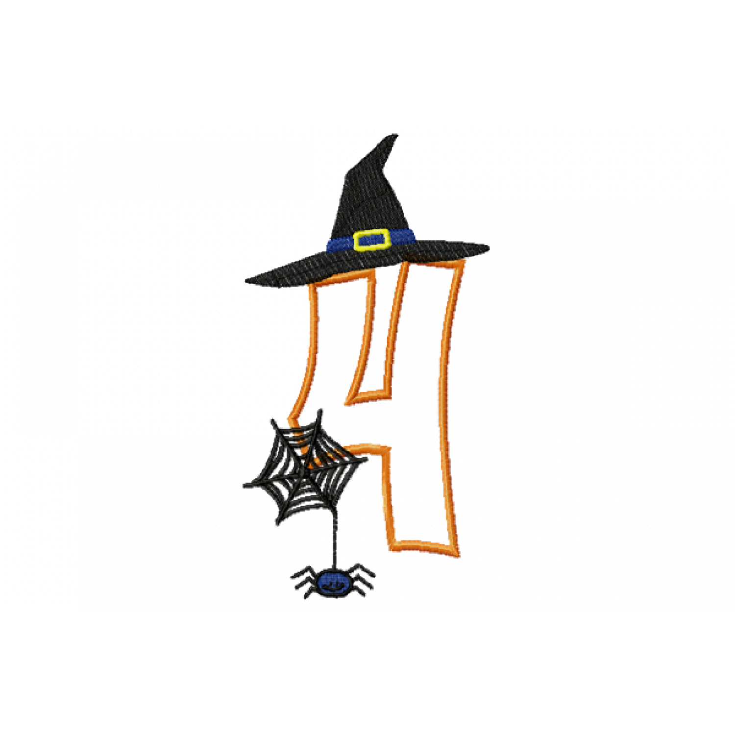 Halloween Witch Hat Number 4 Birthday Embroidery Design