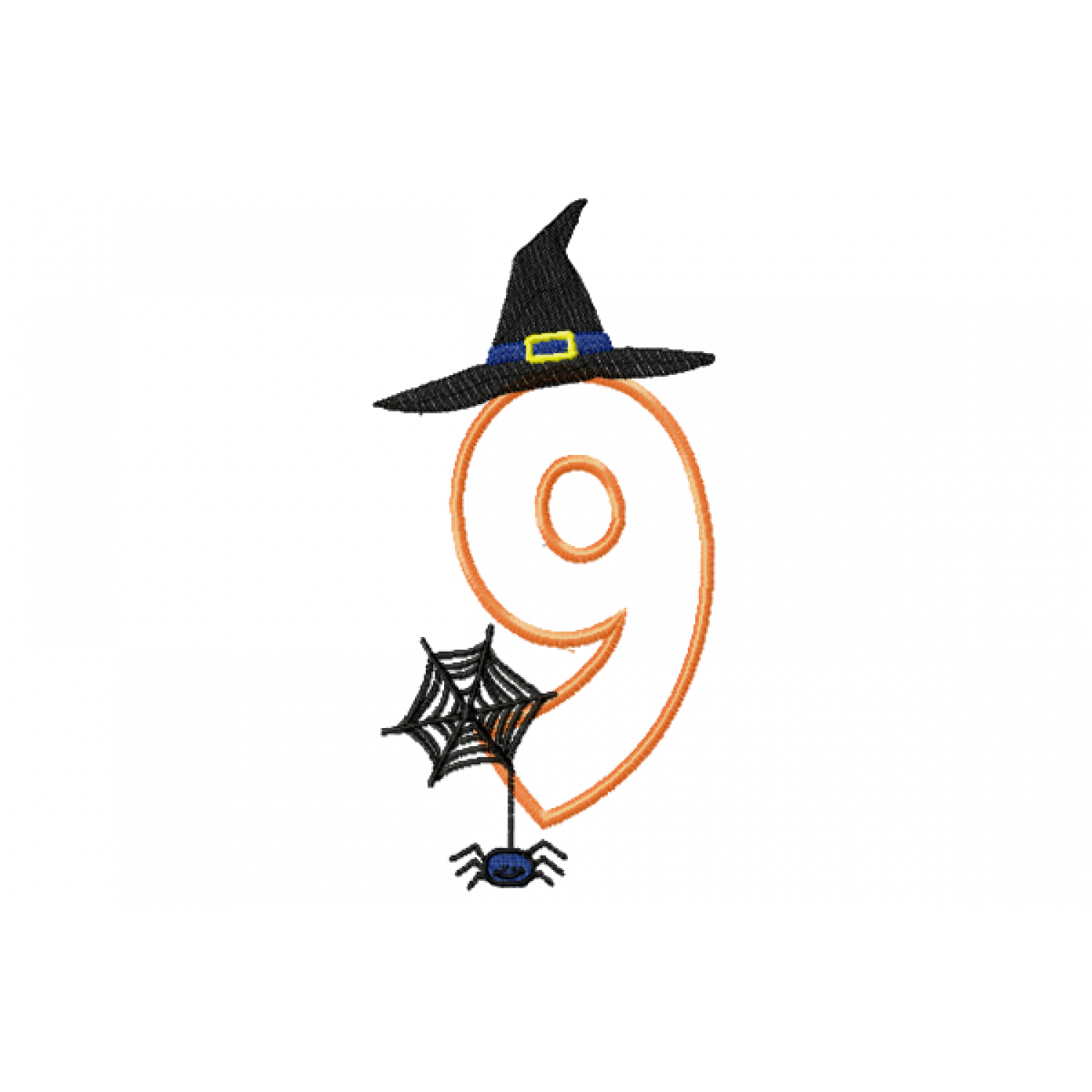 Halloween Witch Hat Number 9 Birthday Embroidery Design