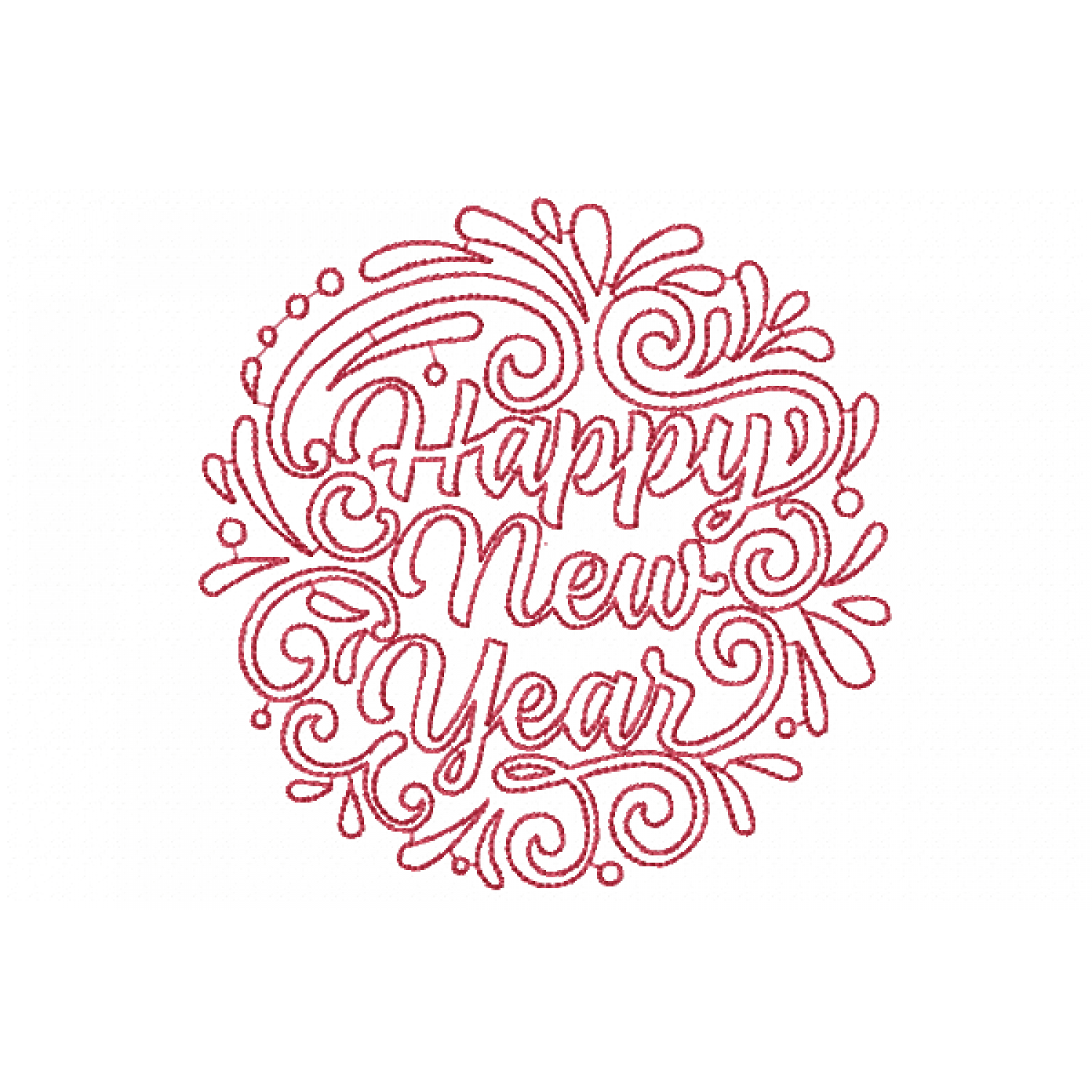 Happy new year Embroidery Design