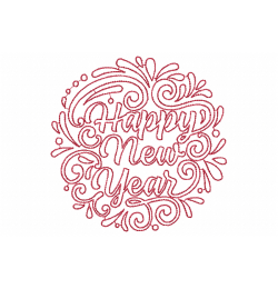 Happy new year Embroidery Design