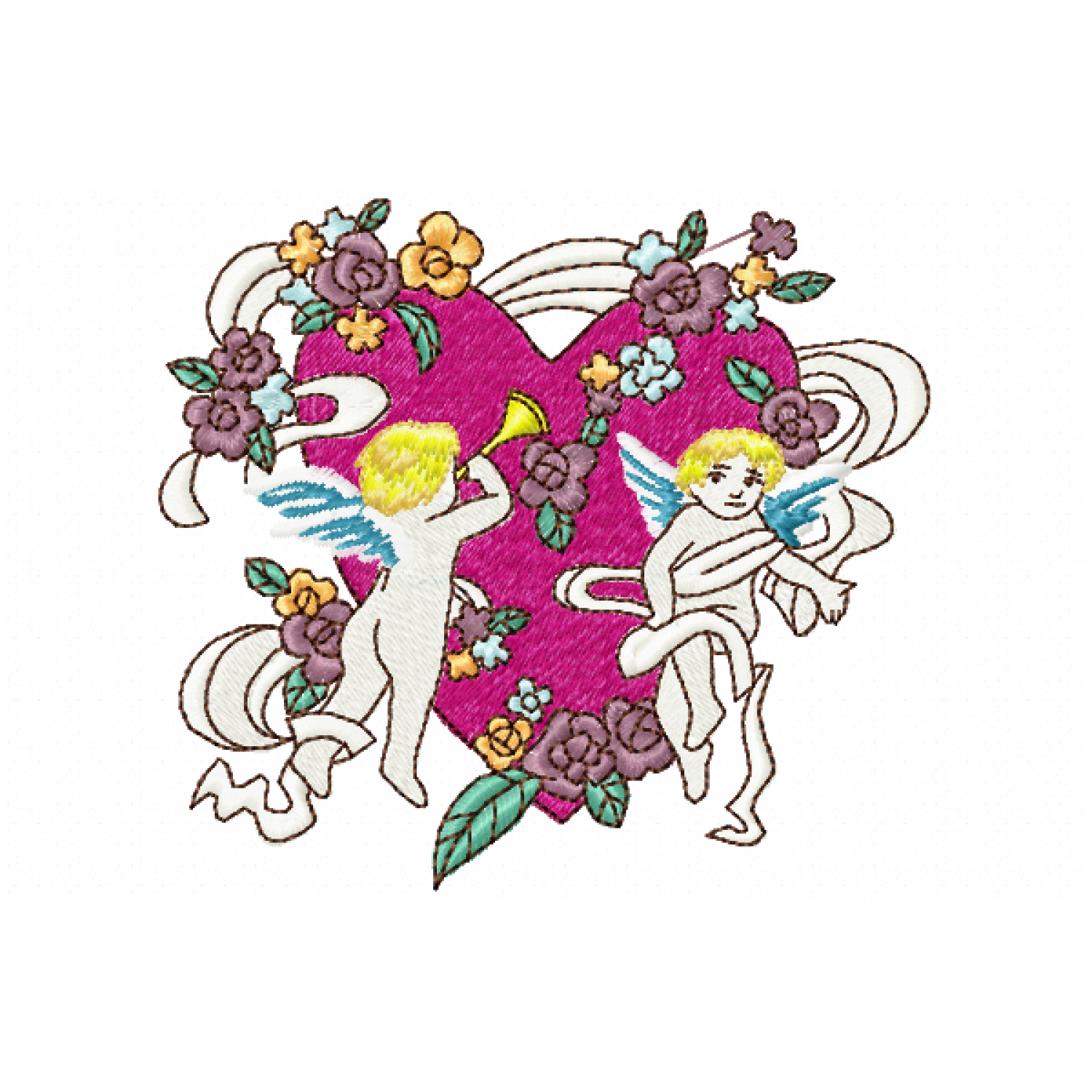 Angel Heart Embroidery Design