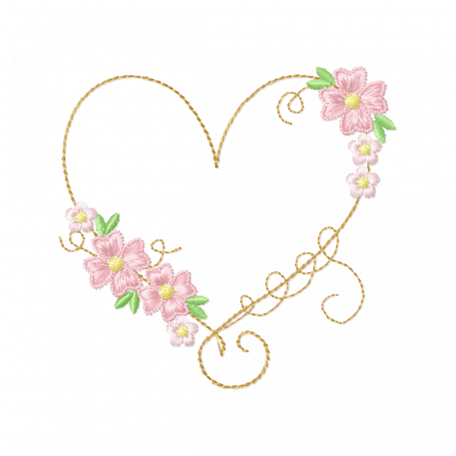 Heart Line Embroidery Design