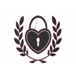 Heart Lock Embroidery Design