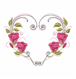 Heart rose Embroidery Design
