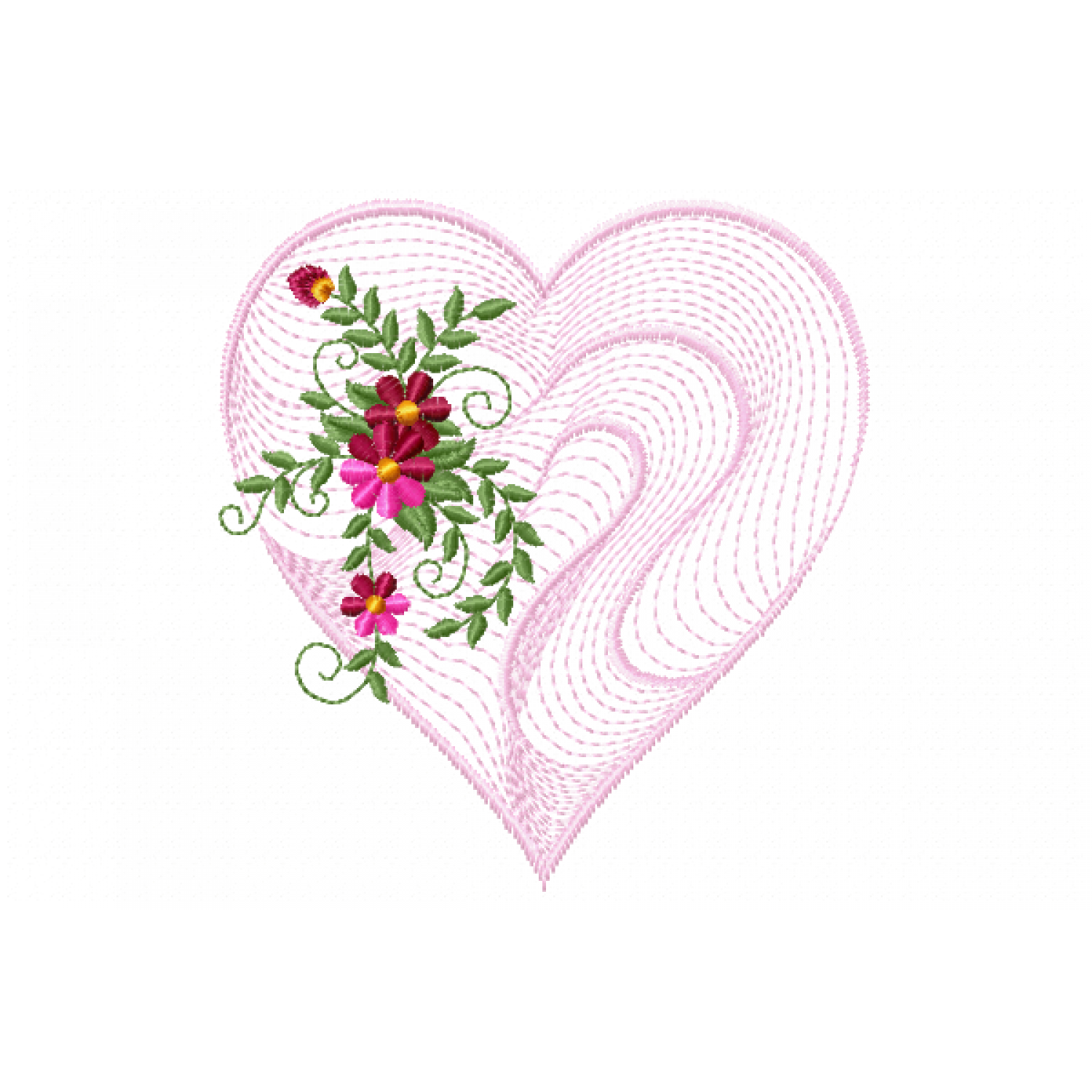 Heart roses embroidery design Free 5x7