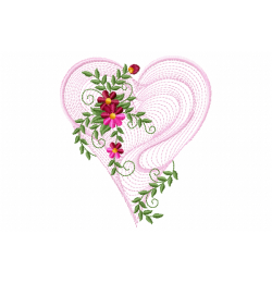 Heart roses embroidery design