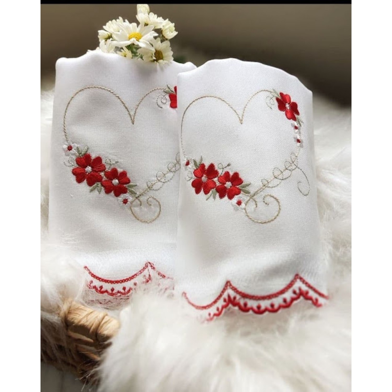 Heart Rose Embroidery Design