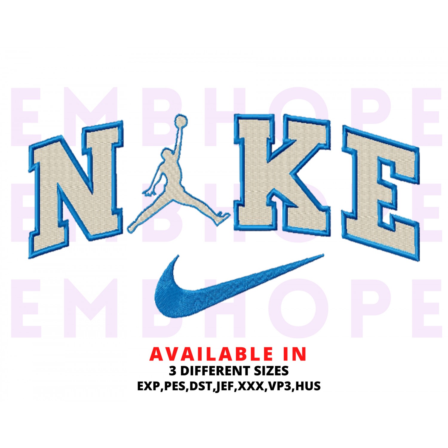 Jorden And Logo Sports Embroidery Design 3 Sizes
