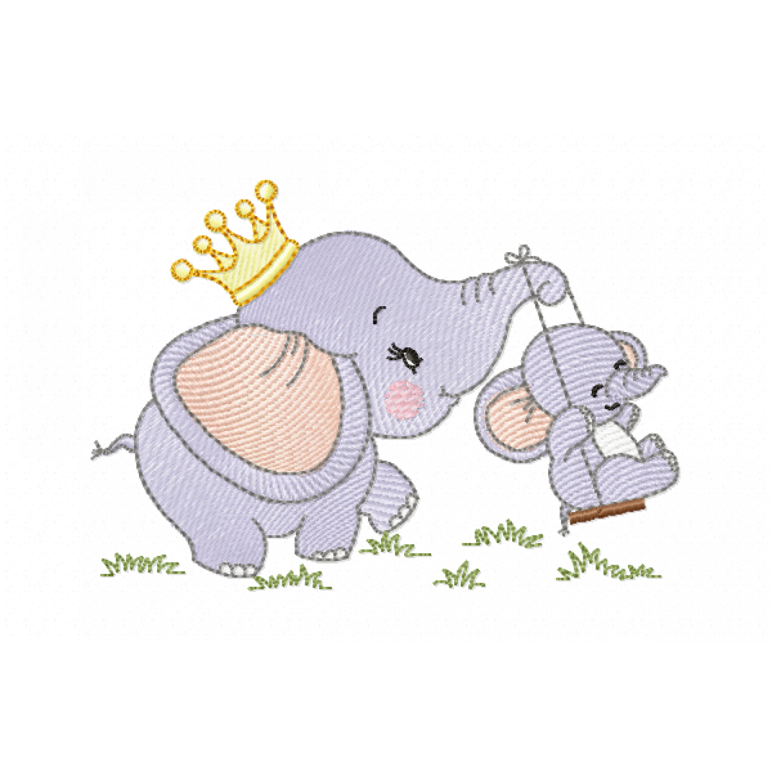 King elephant Embroidery Design