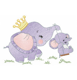 King elephant Embroidery Design