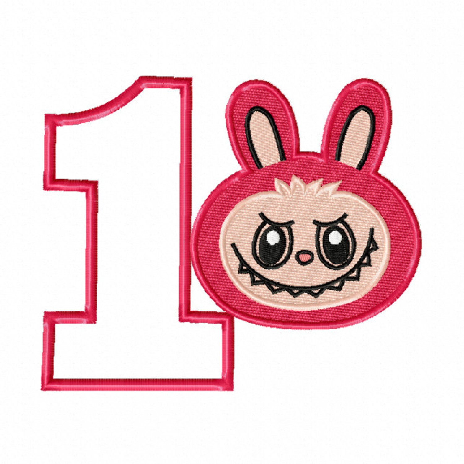 Cute Monster Birthday Number 1 Embroidery Design 5x7