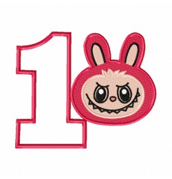 Cute Monster Birthday Number 1 Embroidery Design 5x7