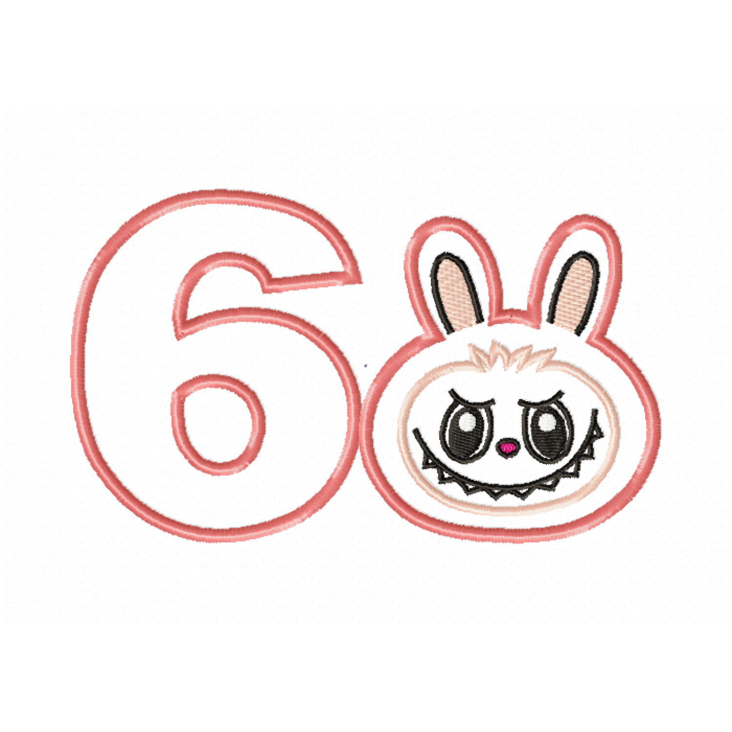Cute Monster Birthday Number 6 Embroidery Design