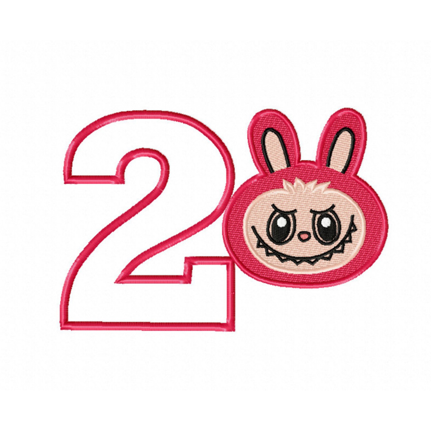 Cute Monster Birthday Number 2 Embroidery Design