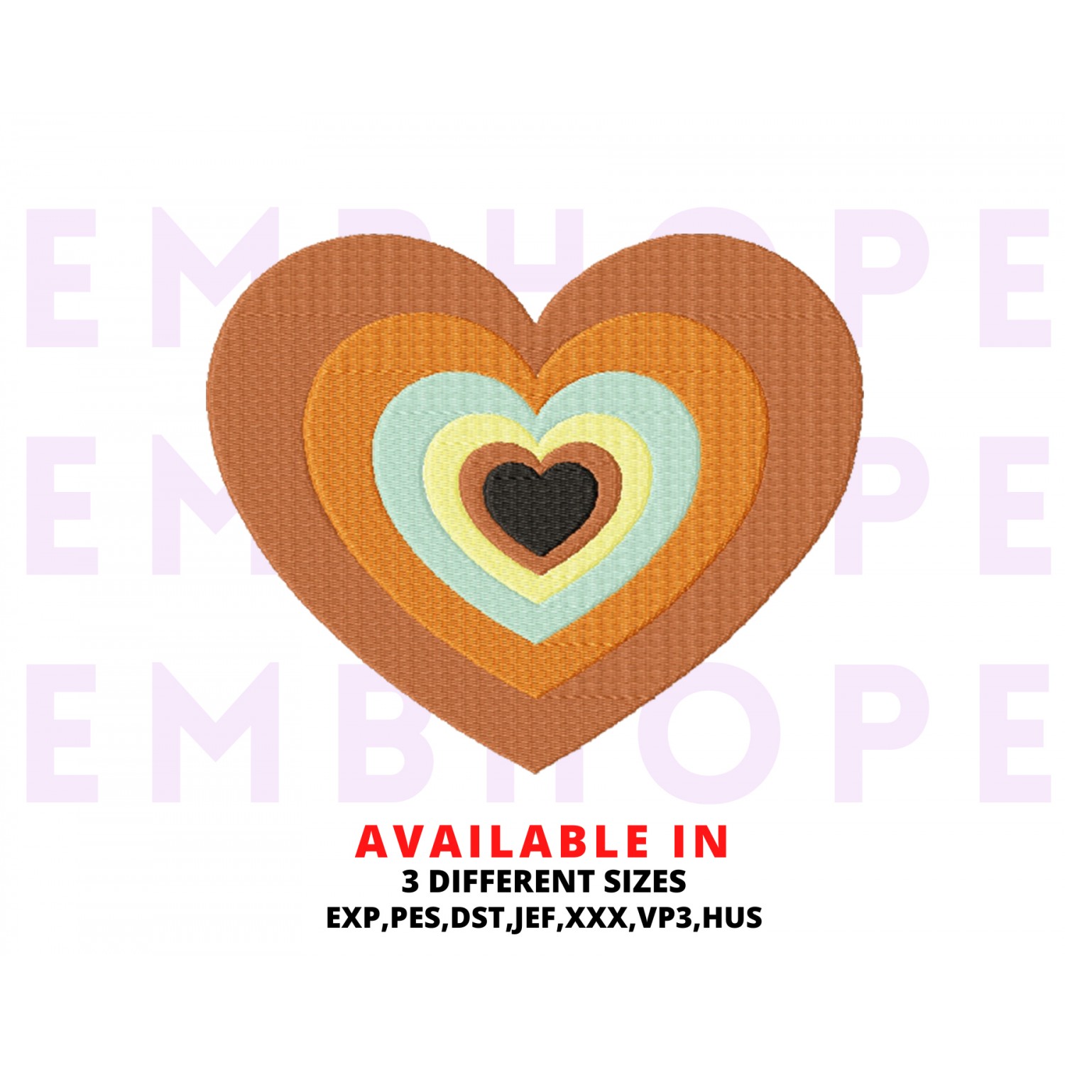 Latte Heart Embroidery Design 3 Sizes