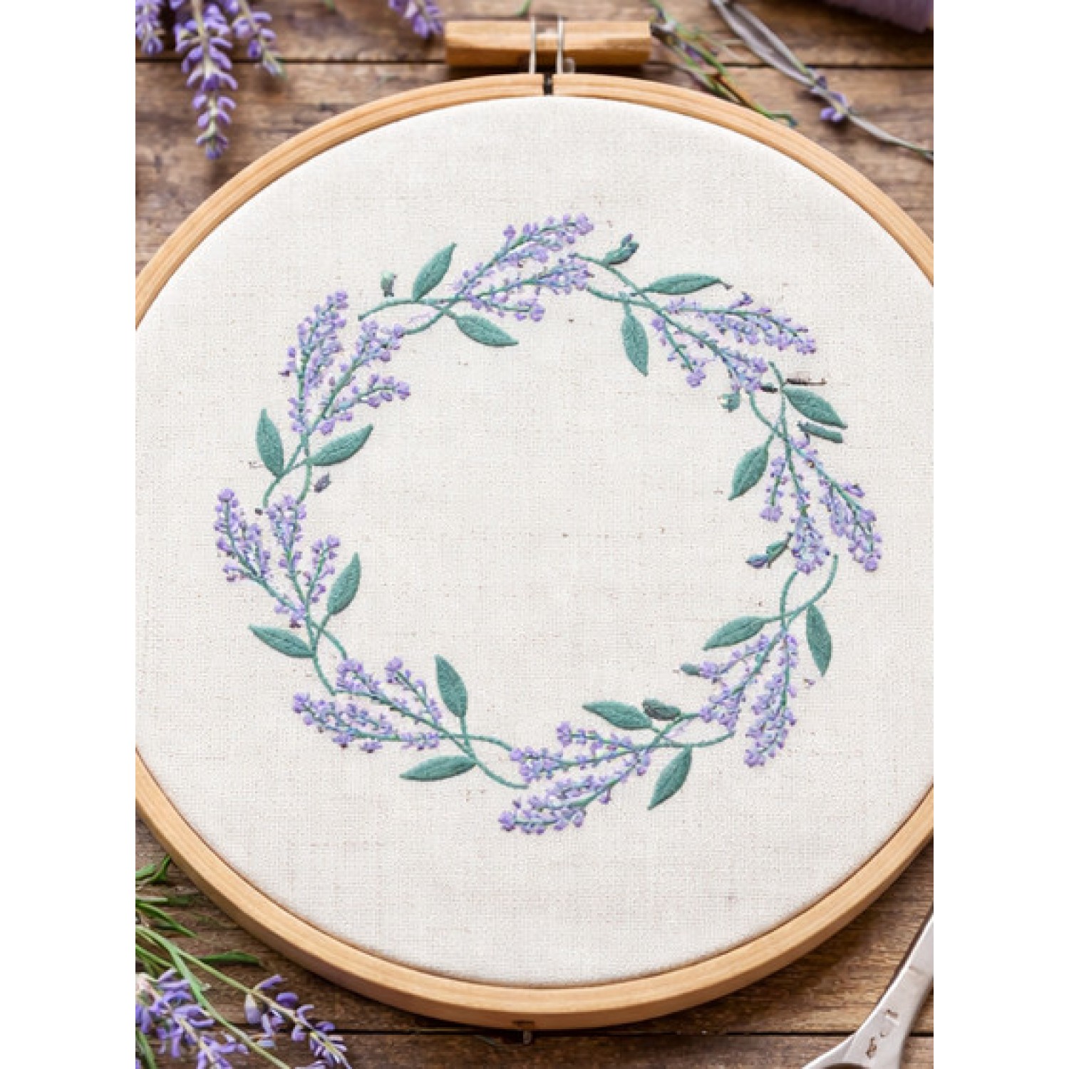 Lavender Floral Wreath Embroidery Design