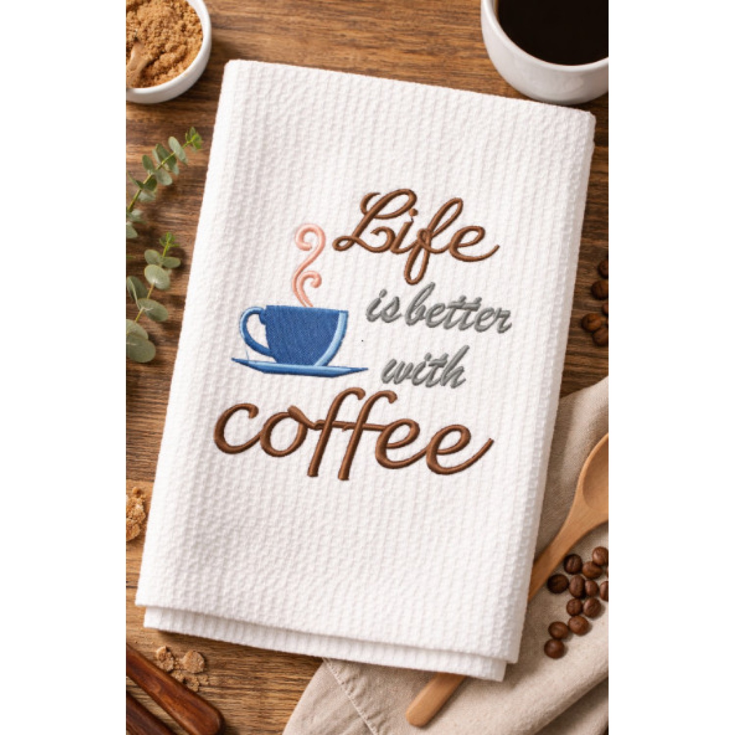 Life is better with coffee Embroidery Design 5x7