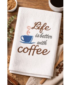 Life is better with coffee Embroidery Design 5x7