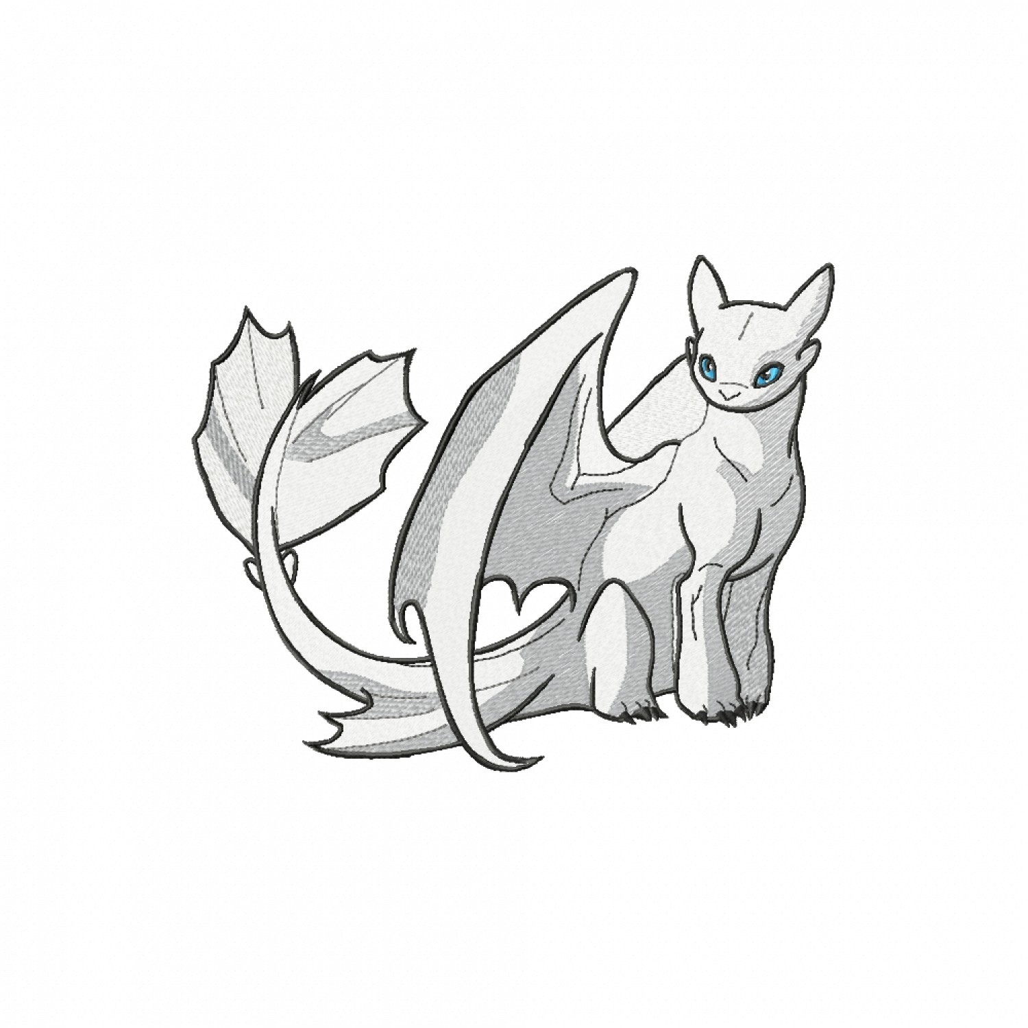 Light Fury Embroidery Design 3 Sizes