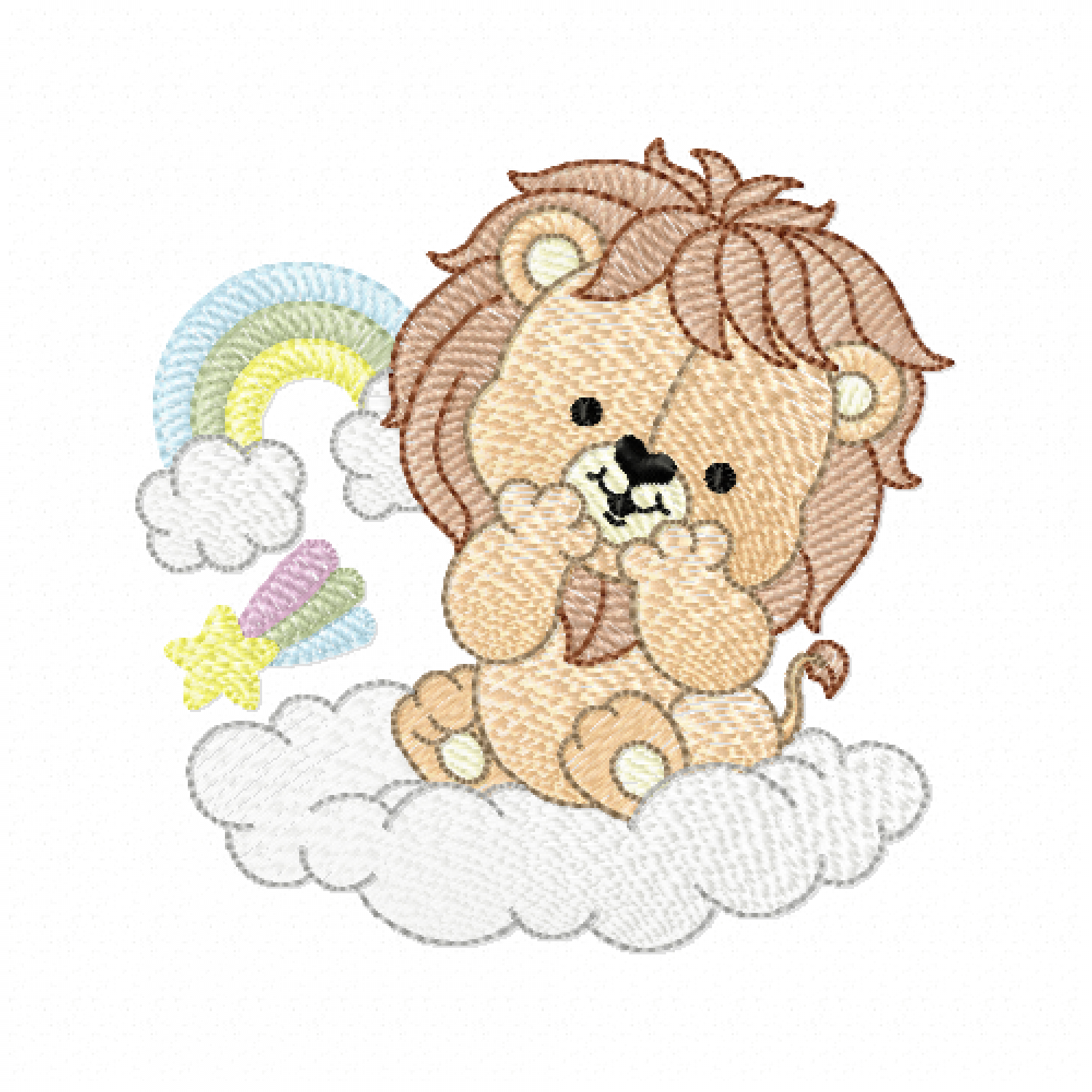 Lion in the clouds Embroidery Design