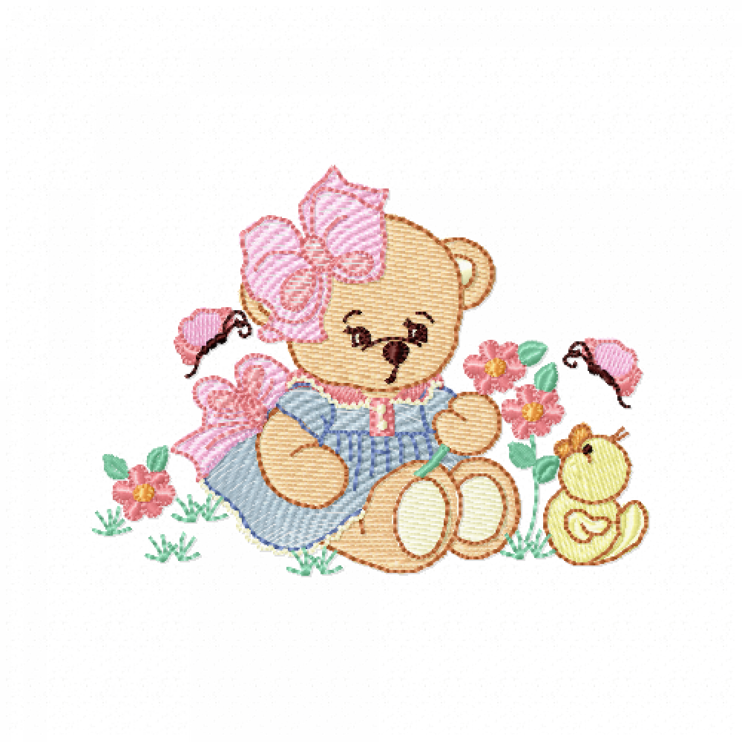 Little bear girl Embroidery Design