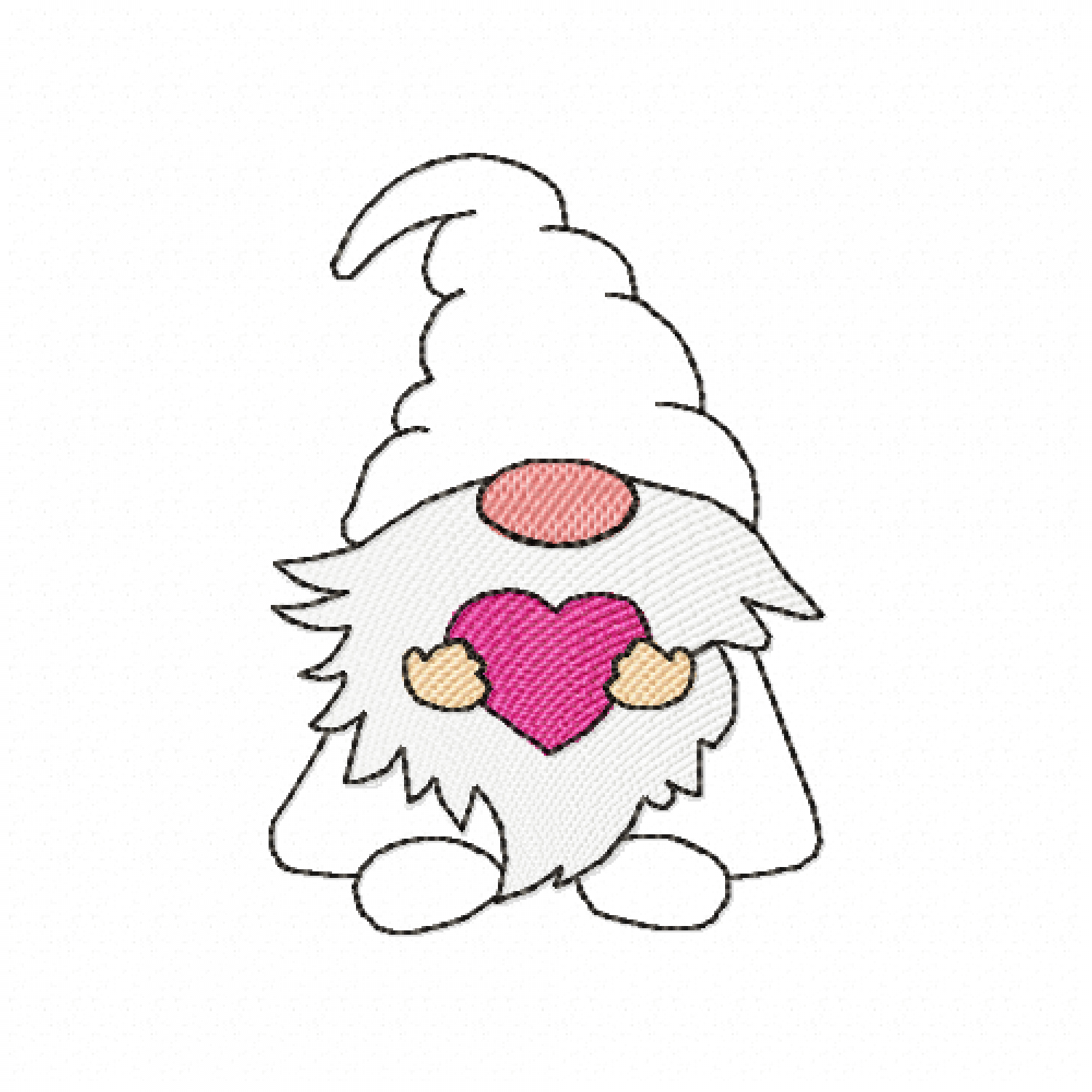 Love Gnome Embroidery Design