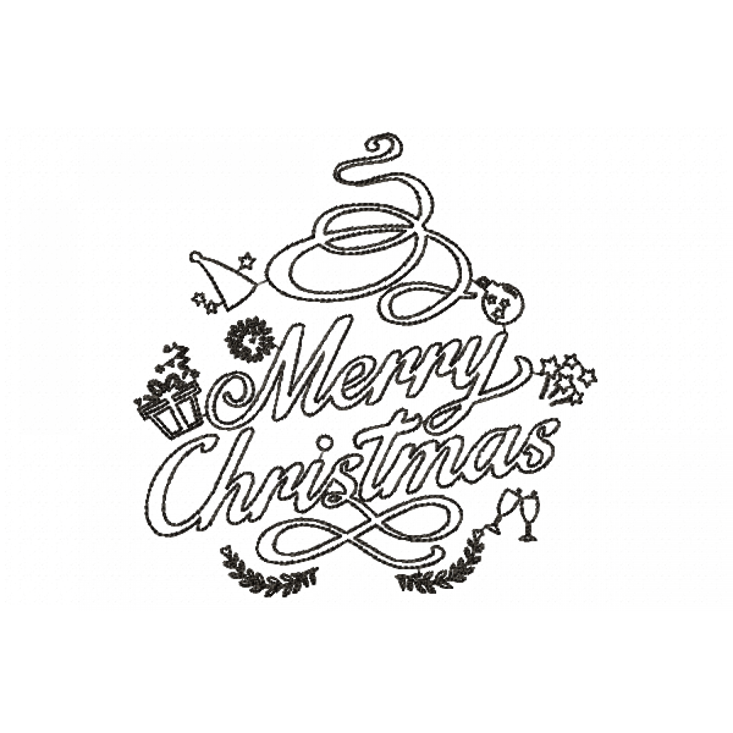 Merry Christmas Embroidery Design