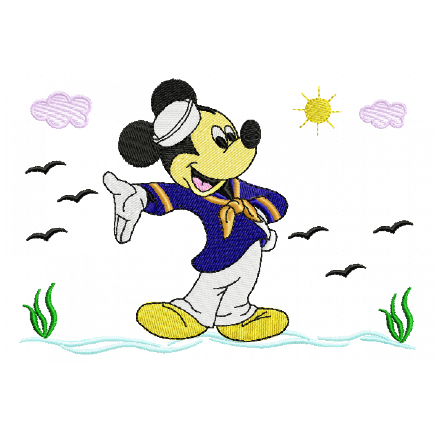 Cute Cartoon Sailor Mouse Embroidery Design