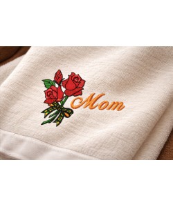 Cute Mom with Flowers Embroidery Design 4x4