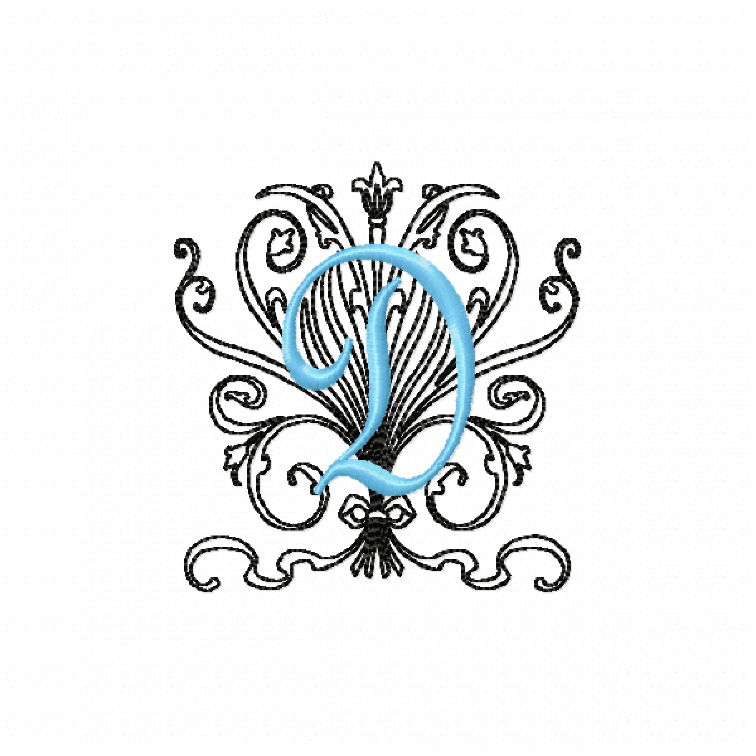 Monogram D Embroidery Design