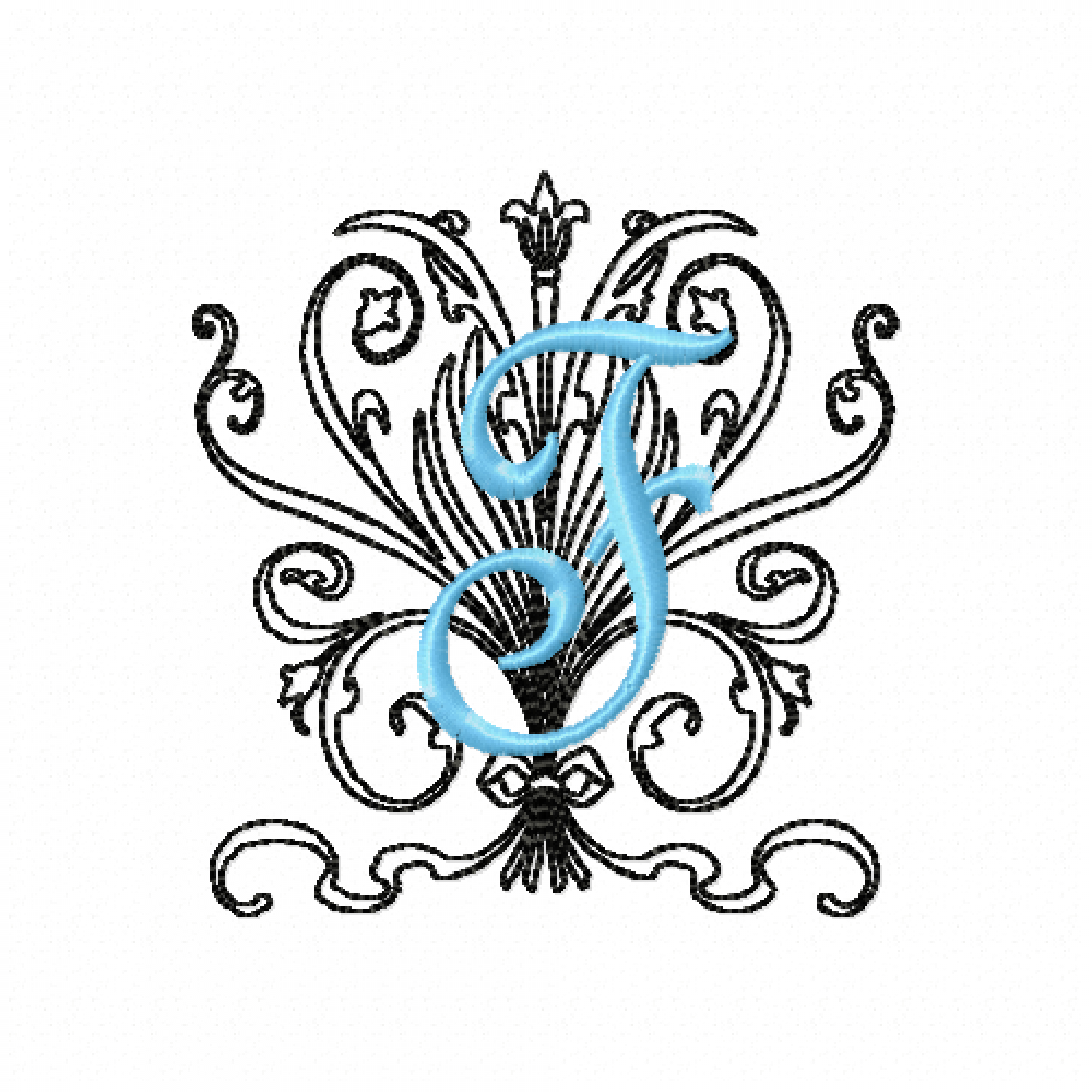 Monogram F Embroidery Design