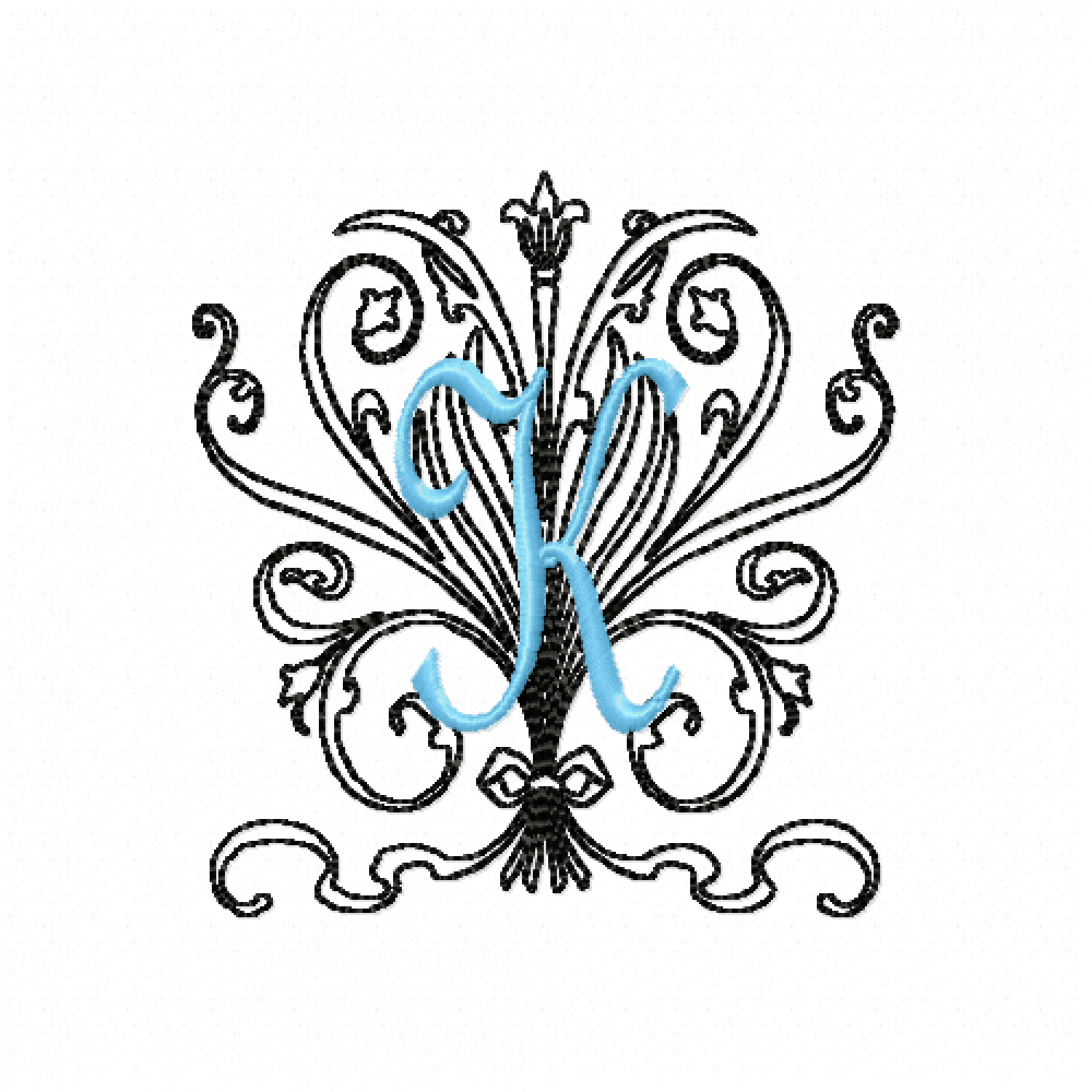 Monogram K Embroidery Design